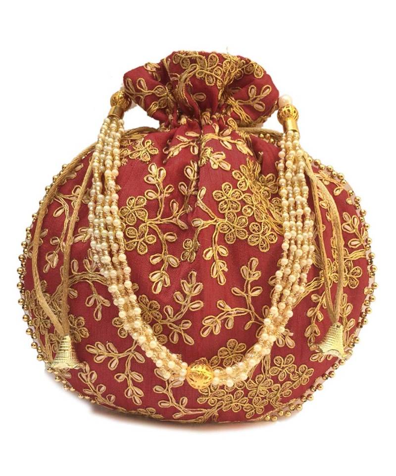 Vintage Gulley Womens Ethnic and Traditional Hand-Held Potli for Giffting and Weddings