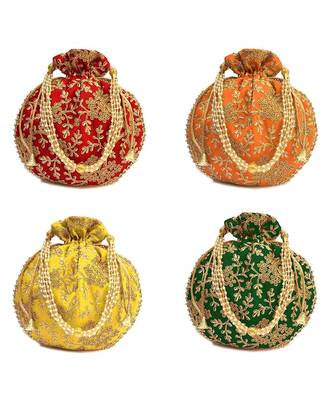 Vintage Gulley Womens Ethnic and Traditional Hand-Held Potli for Giffting and Weddings 1
