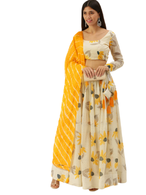 Yellow Color Georgette Lehenga Choli With Dupatta  1