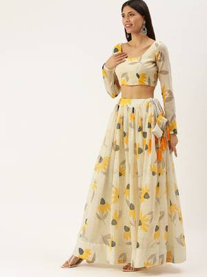 Yellow Color Georgette Lehenga Choli With Dupatta  2
