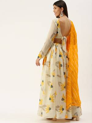Yellow Color Georgette Lehenga Choli With Dupatta  3