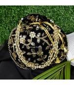 Vintage Gulley Velvet Ethnic Rajasthani Potli Bag - Black
