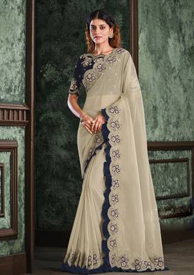 White embroidered organza saree with blouse 1