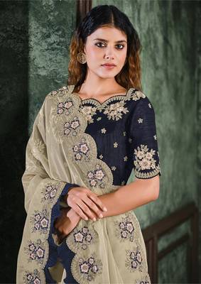 White embroidered organza saree with blouse 2
