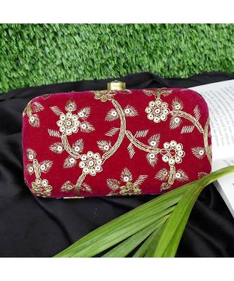 Vintage Gulley Velvet Clutch - Red 1