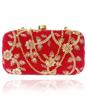 Vintage Gulley Velvet Clutch - Red 2