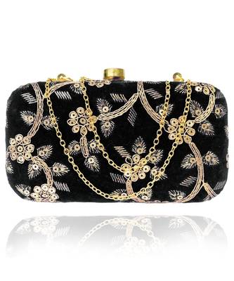 Vintage Gulley Velvet Clutch - Black 2