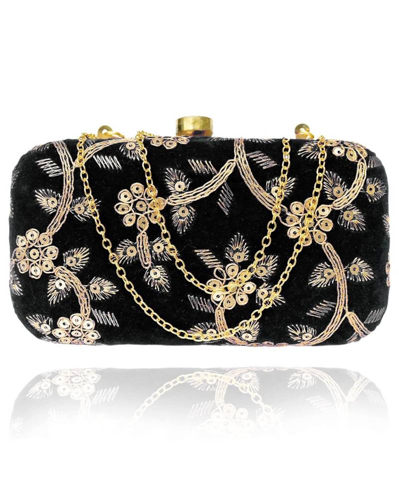 Vintage Gulley Velvet Clutch - Black