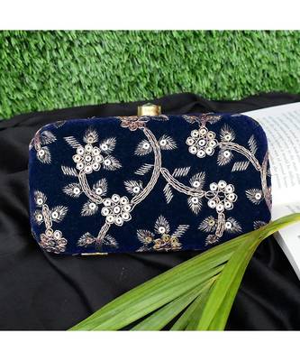 Vintage Gulley Velvet Clutch - Blue 1