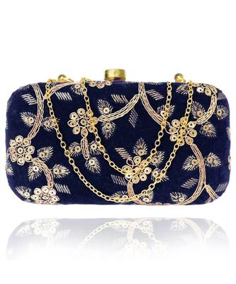 Vintage Gulley Velvet Clutch - Blue 2