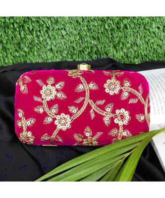 Vintage Gulley Velvet Clutch - Pink 1