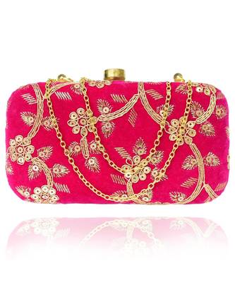 Vintage Gulley Velvet Clutch - Pink 2