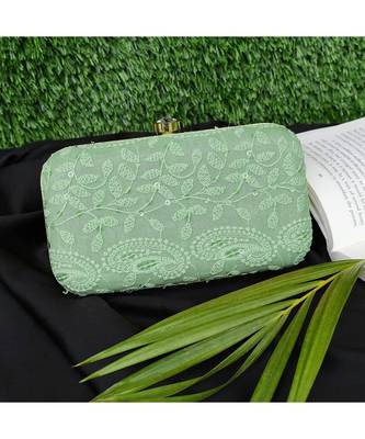 Vintage Gulley Chikan Embroidery Women's Clutch - Green 1