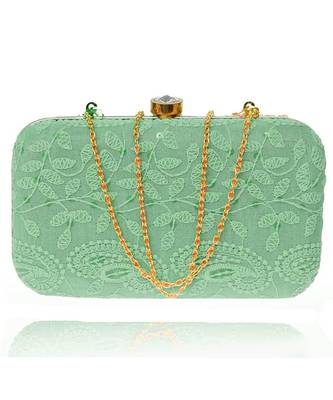 Vintage Gulley Chikan Embroidery Women's Clutch - Green 2
