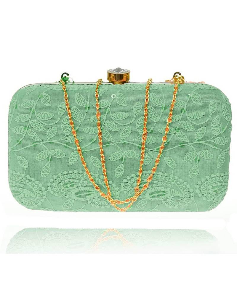 Vintage Gulley Chikan Embroidery Women's Clutch - Green
