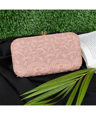 Vintage Gulley Chikan Embroidery Women's Clutch - Light Pink 1