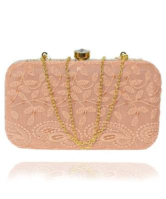Vintage Gulley Chikan Embroidery Women's Clutch - Light Pink 2