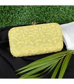 Vintage Gulley Chikan Embroidery Women's Clutch - Yellow