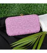 Vintage Gulley Chikan Embroidery Women's Clutch - Pink