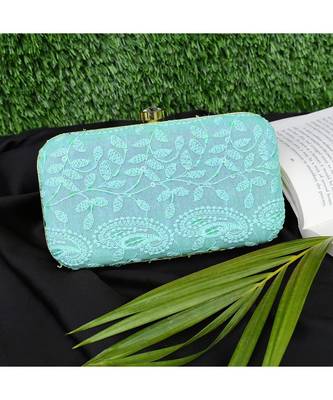 Vintage Gulley Chikan Embroidery Women's Clutch - Blue 1