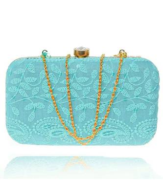 Vintage Gulley Chikan Embroidery Women's Clutch - Blue 2