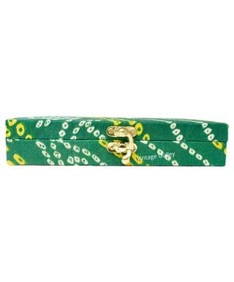 Vintage Gulley Bhandej Fabric and Wooden Decorative Cash, Shagun, Jewelry Box for Wedding|Gift Box (Green) 2