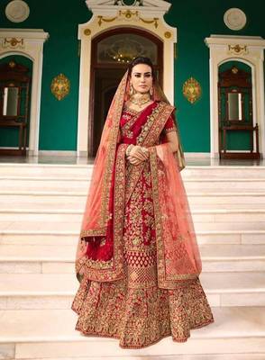 red color Designer Bangalore silk Lehenga choli 1