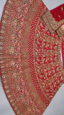 red color Designer Bangalore silk Lehenga choli 3