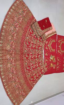 red color Designer Bangalore silk Lehenga choli 5