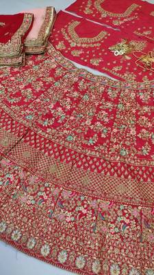 red color Designer Bangalore silk Lehenga choli 6
