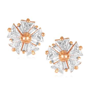  Sukai Jewels EthnicTraditional Western Flower Design Diamond Studded Daily Wear Stud Earring for Women and Girls 1