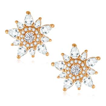  Sukai Jewels EthnicTraditional Western Flower Design Diamond Studded Daily Wear Stud Earring for Women and Girls 1