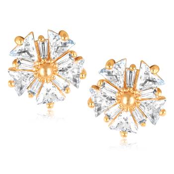  Sukai Jewels EthnicTraditional Western Flower Design Diamond Studded Daily Wear Stud Earring for Women and Girls 1