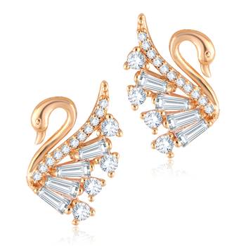  Sukai Jewels EthnicTraditional Western Swan Design Diamond Studded Daily Wear Stud Earring for Women and Girls 1
