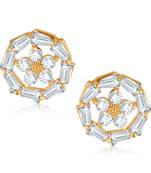  Sukai Jewels EthnicTraditional Western Flower Design Diamond Studded Daily Wear Stud Earring for Women and Girls