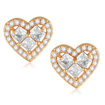 Sukai Jewels Ethnic Traditional Western Heart Design Diamond Studded Daily Wear Stud Earring for Women and Girls 1