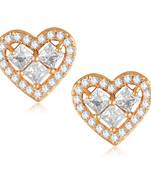 Sukai Jewels Ethnic Traditional Western Heart Design Diamond Studded Daily Wear Stud Earring for Women and Girls