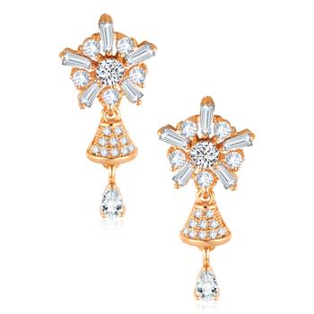 Sukai Jewels Ethnic Traditional Western Flower Design Diamond Studded Daily Wear Stud Earring for Women and Girls 1