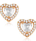 Sukai Jewels Ethnic Traditional Western Heart Design Diamond Studded Daily Wear Stud Earring for Women and Girls