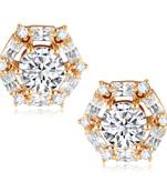 Sukai Jewels Ethnic Traditional Western Flower Design Diamond Studded Daily Wear Stud Earring for Women and Girls