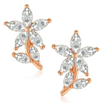 Sukai Jewels Ethnic Traditional Western Flower Design Diamond Studded Daily Wear Stud Earring for Women and Girls 1