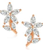 Sukai Jewels Ethnic Traditional Western Flower Design Diamond Studded Daily Wear Stud Earring for Women and Girls