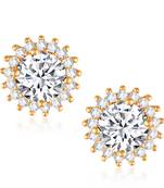 Sukai Jewels Ethnic Traditional Western Flower Design Diamond Studded Daily Wear Stud Earring for Women and Girls