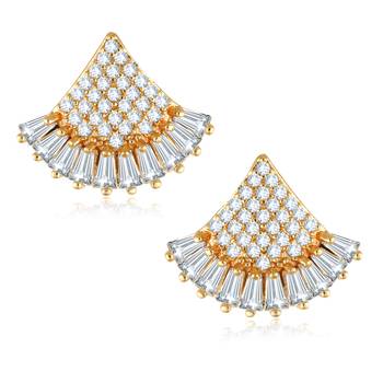 Sukai Jewels Ethnic Traditional Western Flower Design Diamond Studded Daily Wear Stud Earring for Women and Girls 1