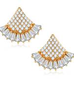 Sukai Jewels Ethnic Traditional Western Flower Design Diamond Studded Daily Wear Stud Earring for Women and Girls