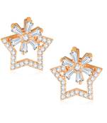 Sukai Jewels Ethnic Traditional Western Flower Design Diamond Studded Daily Wear Stud Earring for Women and Girls