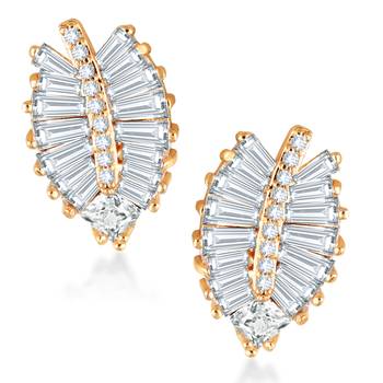 Sukai Jewels Ethnic Traditional Western Leaf Design Diamond Studded Daily Wear Stud Earring for Women and Girls 1