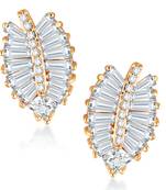 Sukai Jewels Ethnic Traditional Western Leaf Design Diamond Studded Daily Wear Stud Earring for Women and Girls