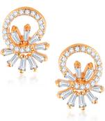 Sukai Jewels Ethnic Traditional Western Flower Design Diamond Studded Daily Wear Stud Earring for Women and Girls