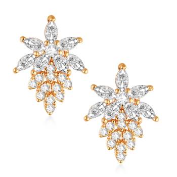 Sukai Jewels Ethnic Traditional Western Flower Design Diamond Studded Daily Wear Stud Earring for Women and Girls 1